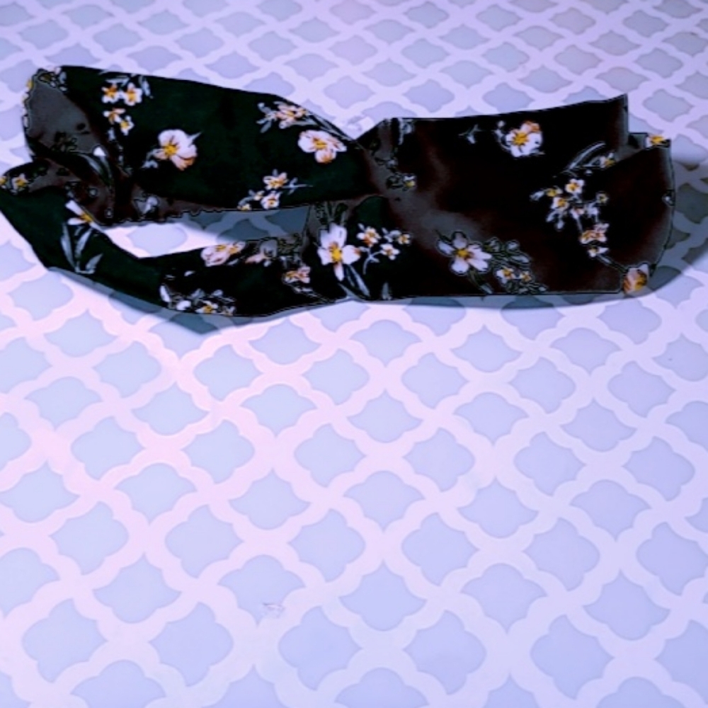 floral navy blue headband